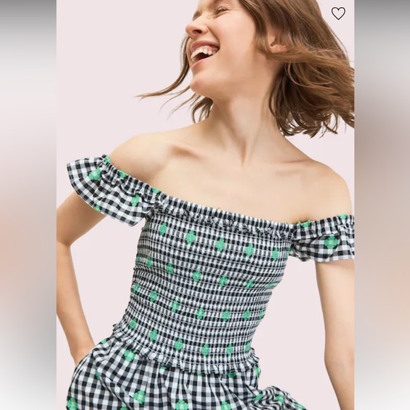 KATE SPADE Gingham Voile SMOCKED DRESS! - Picture 2 of 12